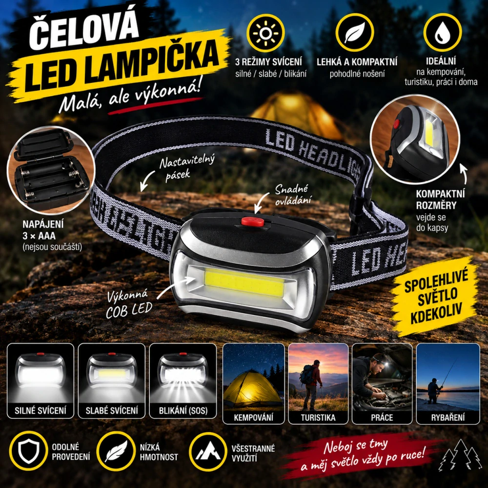 Led čelová svítilna