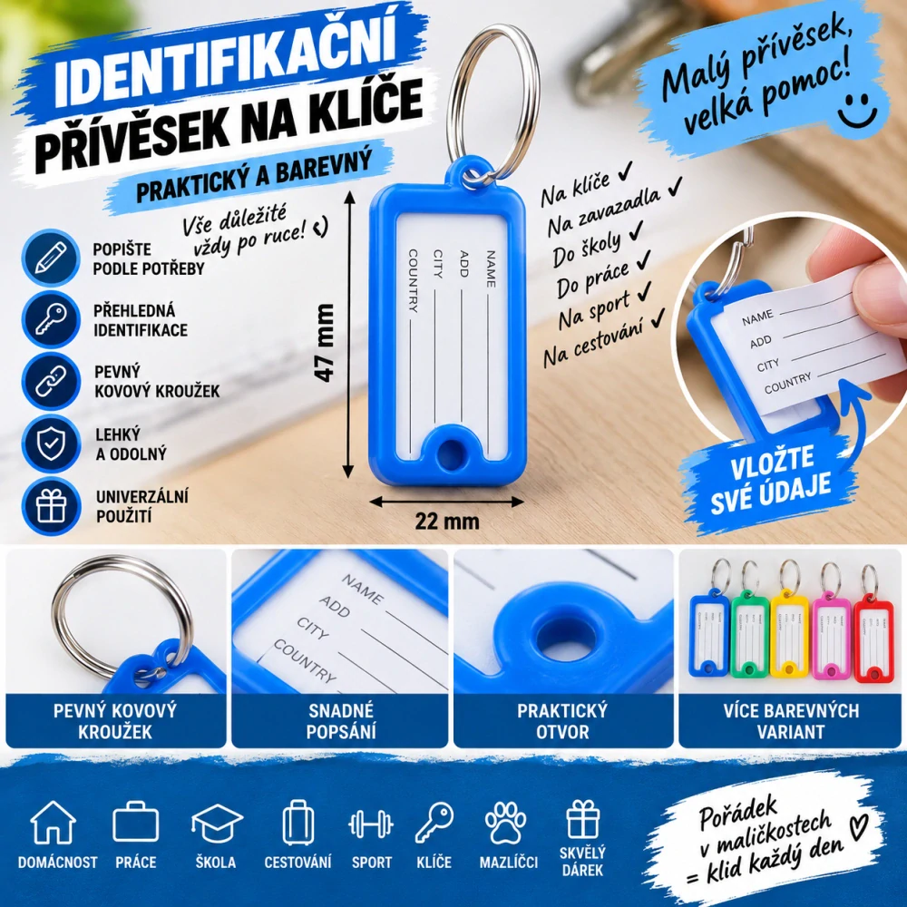 Identifikační přívěšek - modrý