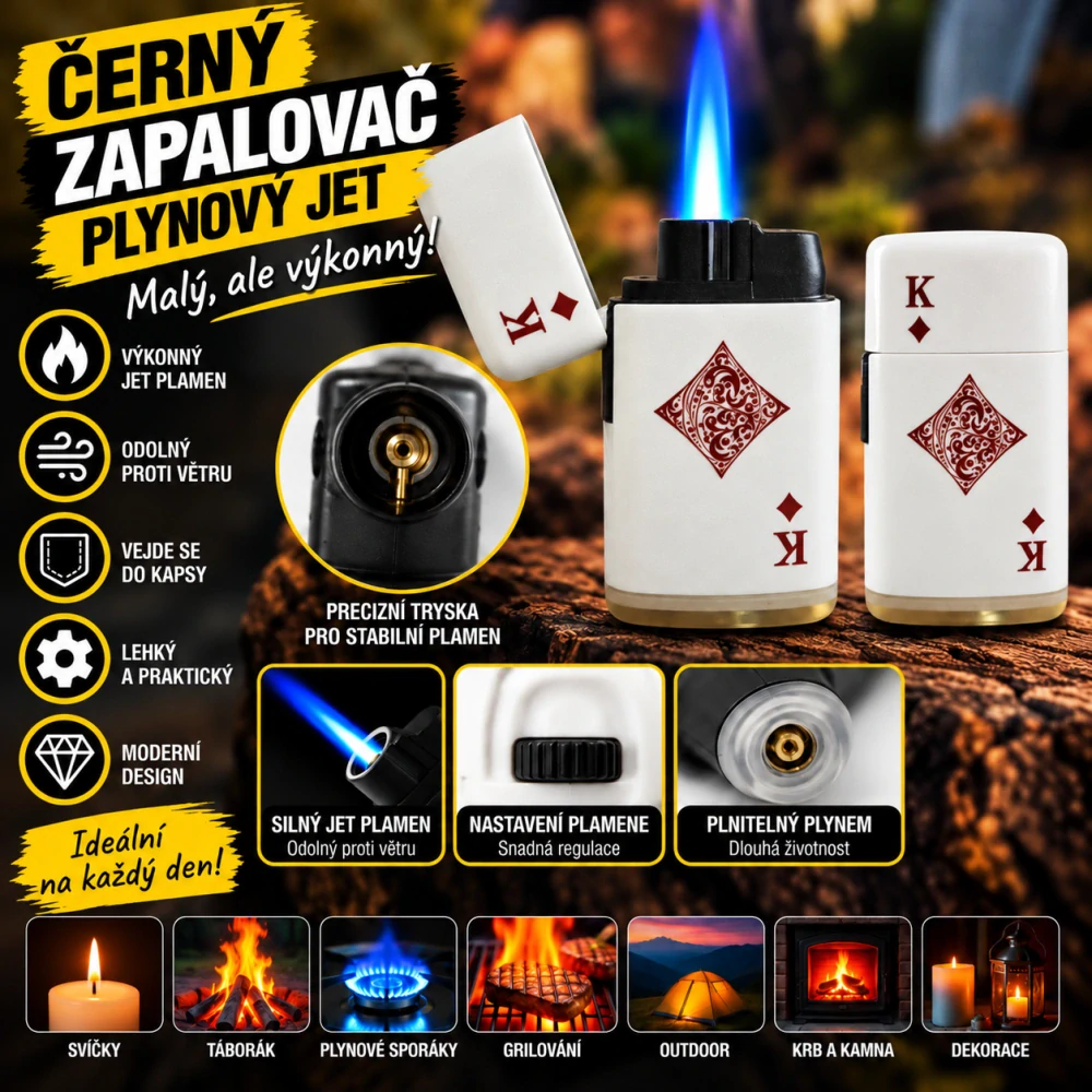 Tryskový zapalovač PROF - Poker Král