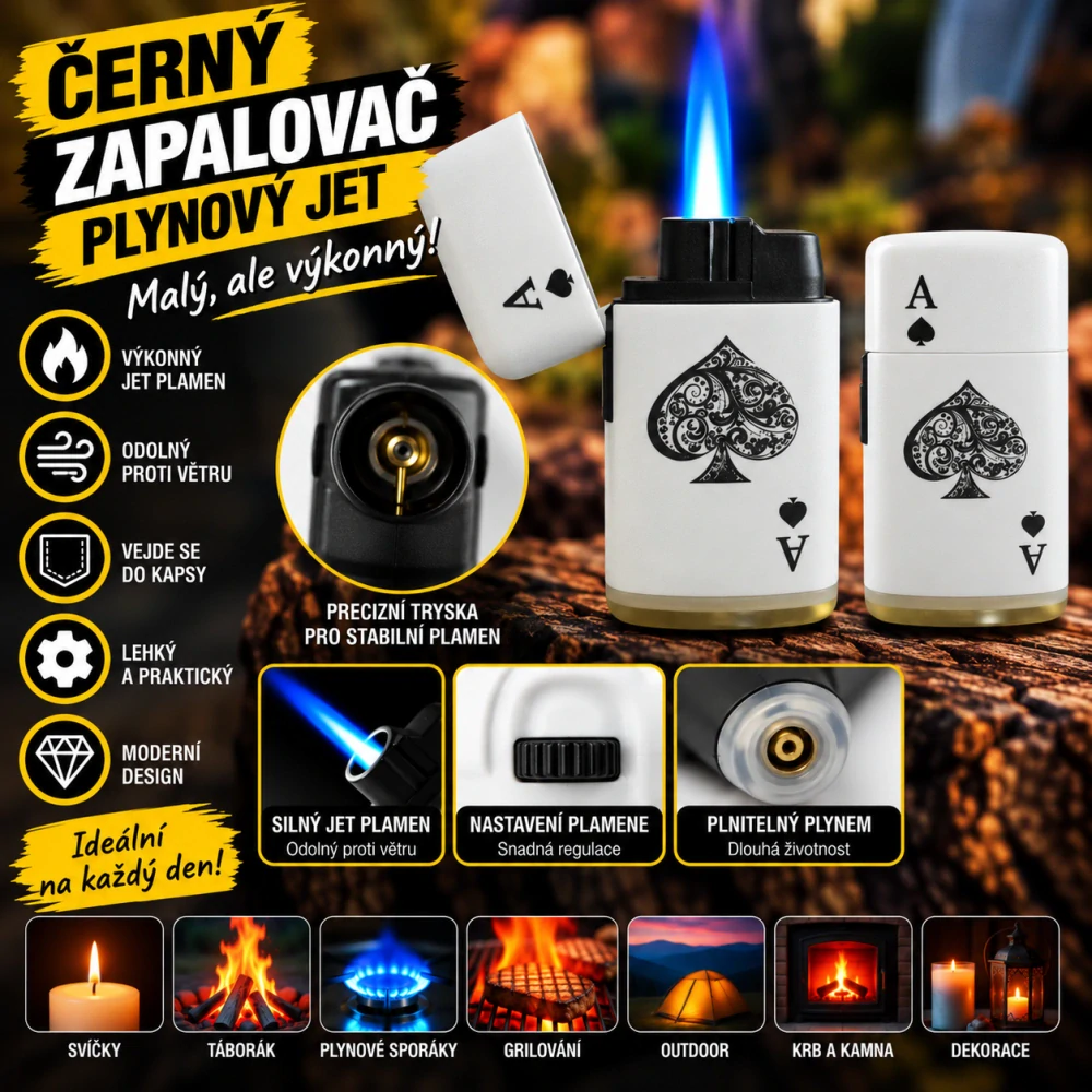 Tryskový zapalovač PROF - Poker Eso