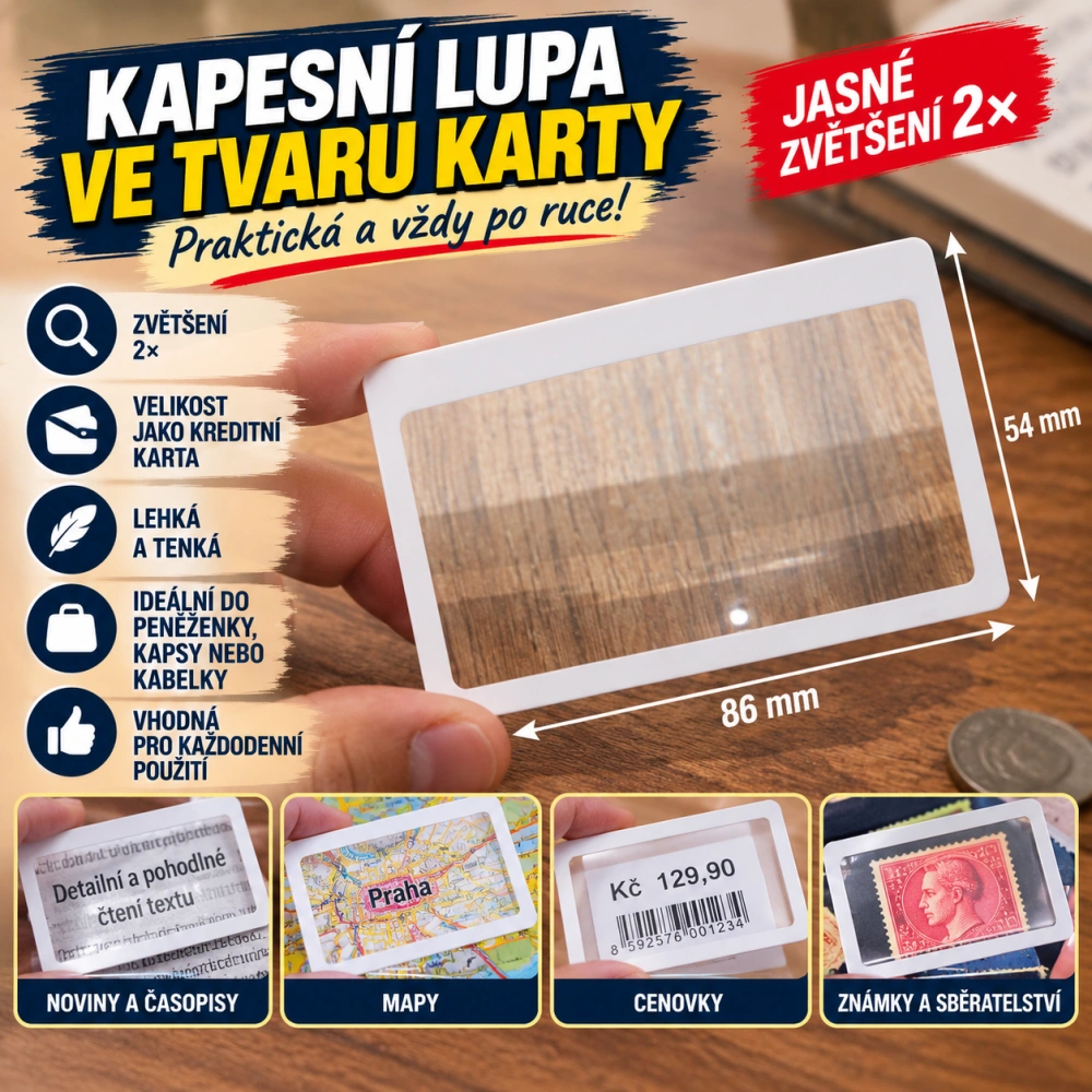 Lupa do peněženky - bílá