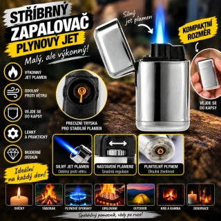 Tryskový zapalovač Prof - stříbrný
