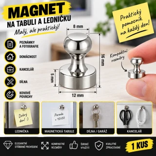 Magnet na tabuli a ledničku - stříbrný