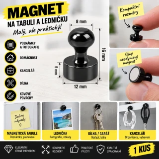 Magnet na tabuli a ledničku - černý