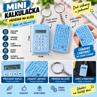 Mini kalkulačka přívěsek - modrá