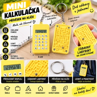 Mini kalkulačka přívěsek - žlutá
