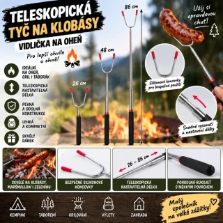 Teleskopická opékací vidlice