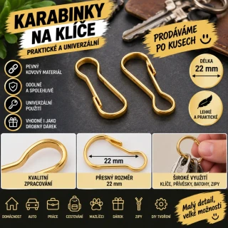 Zlatá karabinka na klíčenku 22mm