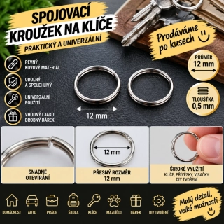 Stříbrný kroužek na klíče 12 mm