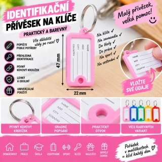 Identifikační přívěšek - růžový