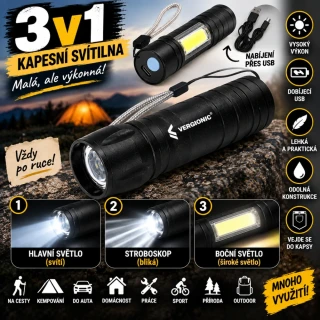 Led kapesní svítilna 3v1