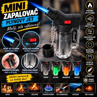 Mini tryskový zapalovač -černý