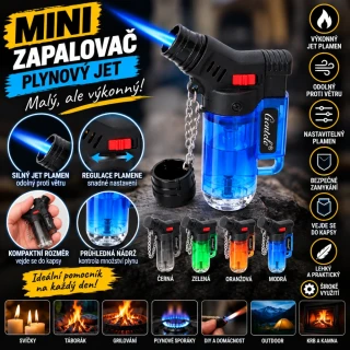 Mini tryskový zapalovač - modrý