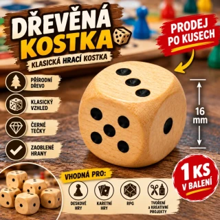 Dřevěná hrací kostka