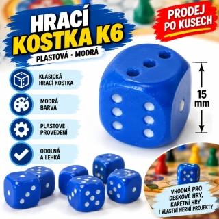 Plastová hrací kostka - modrá