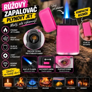 Tryskový zapalovač Prof - růžový